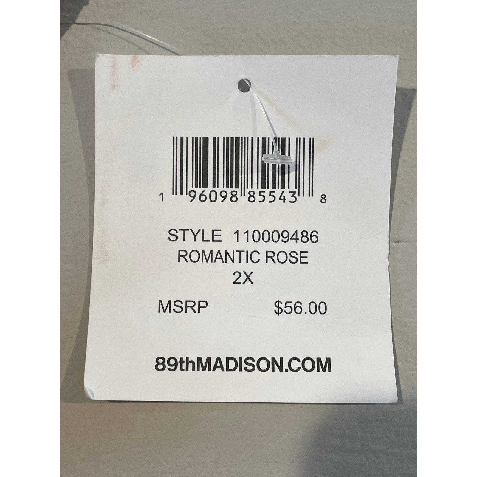 89th & Madison Sleeveless Rose Top Size 2x Rhinestone Shoulder New With Tag — image 8 of 8